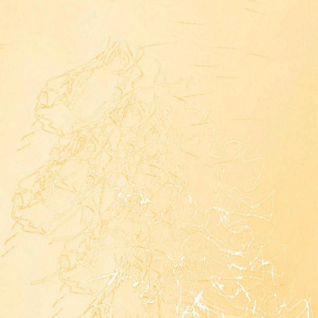 Artwork for the Interfolding Pieces album by Motta Monchocé: illustration evoking gold-leaf-inspired highlights