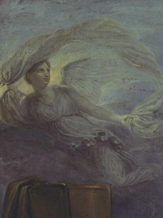 Andrea Appiani's painting 'Venus Fastens the Girdle for Juno': fragment showing sky and decorative drapery with partial figures